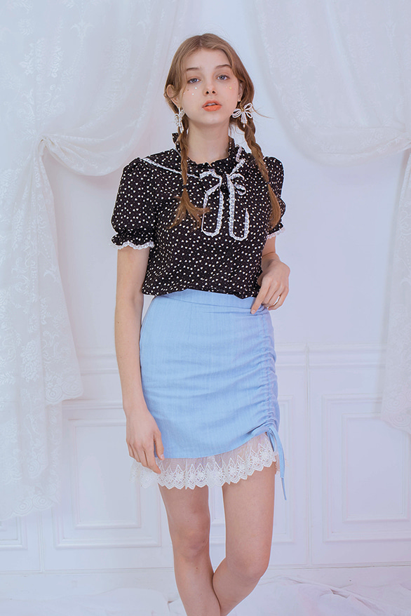 lace detail skirt (blue)